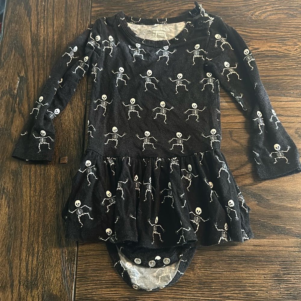 Posh Peanut Black Skeleton Halloween Kids Dress/Romper